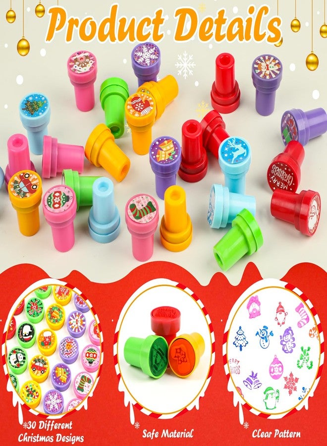 FOIMAS 30pcs Christmas Stamps for Kids,Assorted Self Inking Christmas Stamper Santa Snowflake Reindeer Xmas Stamps for Kids Christmas Stocking Stuffer Goody Bag Filler Christmas Party Favor - Image 3